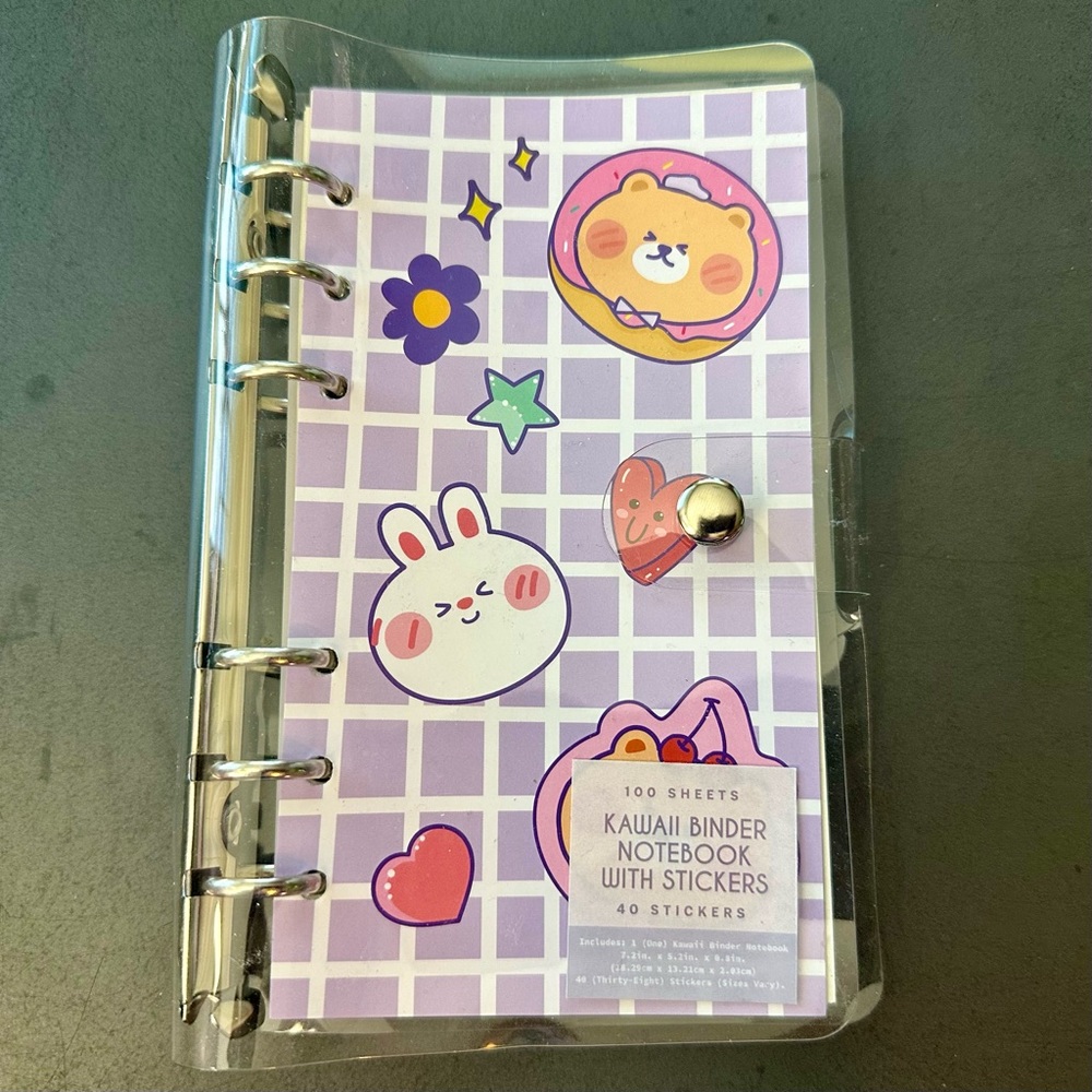 Kawaii Binder Notebook with Stickers